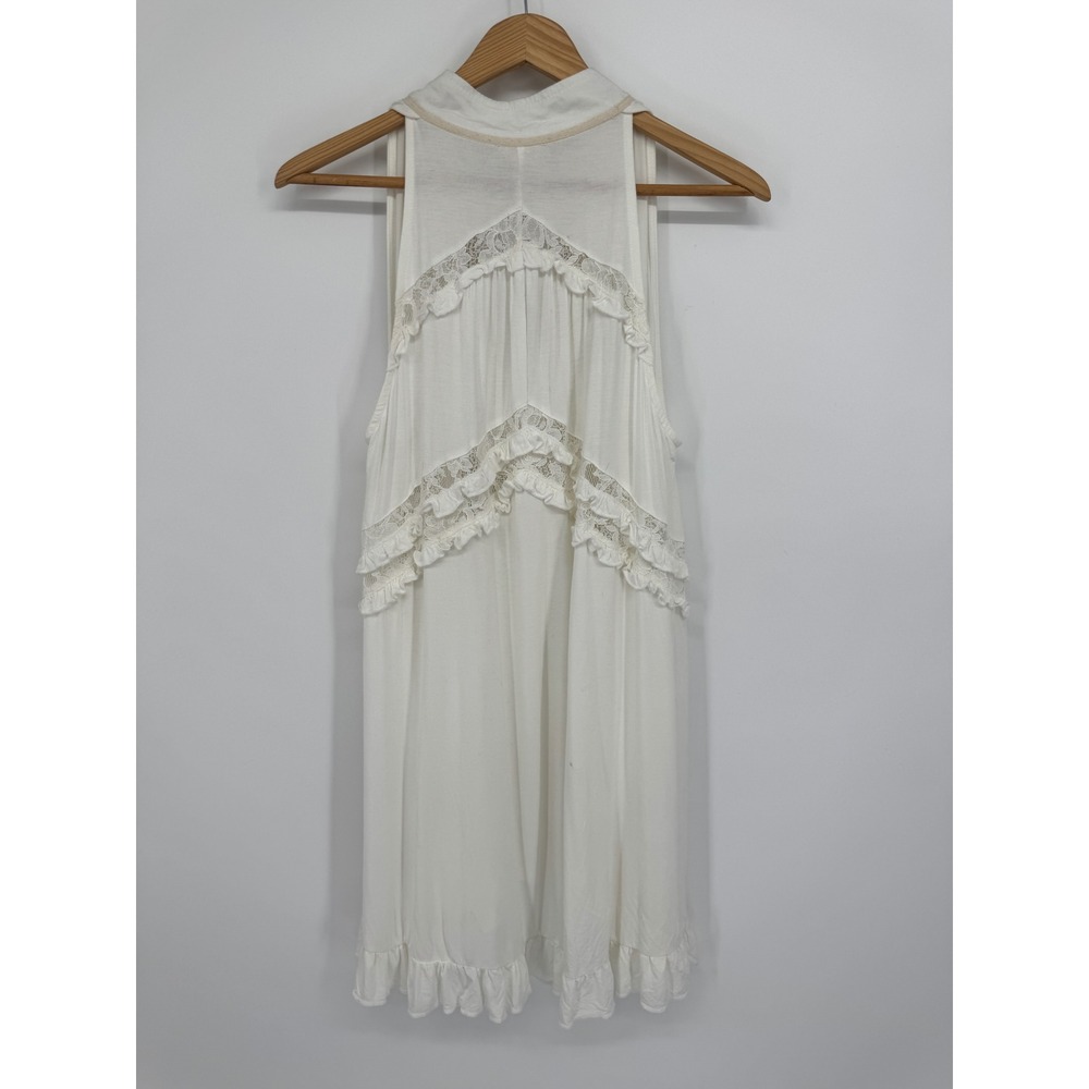 POL Tunic Dress Lace Ruffle Women M Cream Boho Ethereal Festival Victorian - Picture 8 of 12